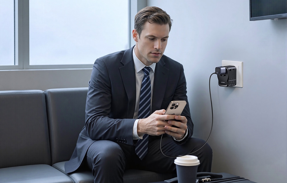 Ugreen S550 univerzális utazási adapter / hálózati töltő, 65W, 2x USB-C, 1x USB-A 2