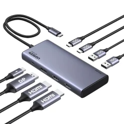 Hub USB-C Ugreen CM639, 2x HDMI, DP, 2x USB, 2x USB-C 3.2 10Gbps, PD, 4K 60Hz 1
