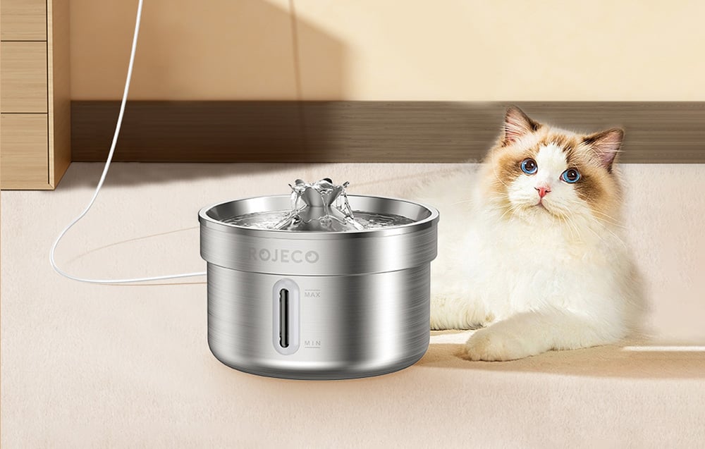 Rozsdamentes acél szökőkút / itató kutyának és macskának 2l Rojeco 3