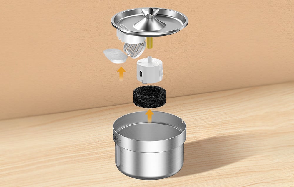 Rozsdamentes acél szökőkút / itató kutyának és macskának 2l Rojeco 4