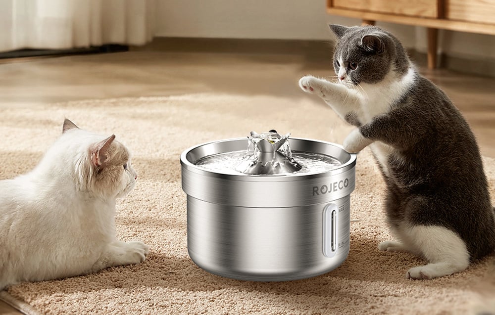 Rozsdamentes acél szökőkút / itató kutyának és macskának 2l Rojeco 6