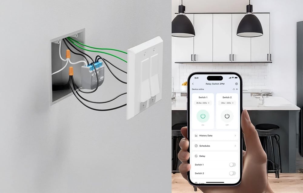 SwitchBot Relay Switch 2PM intelligens kétcsatornás kapcsoló 4
