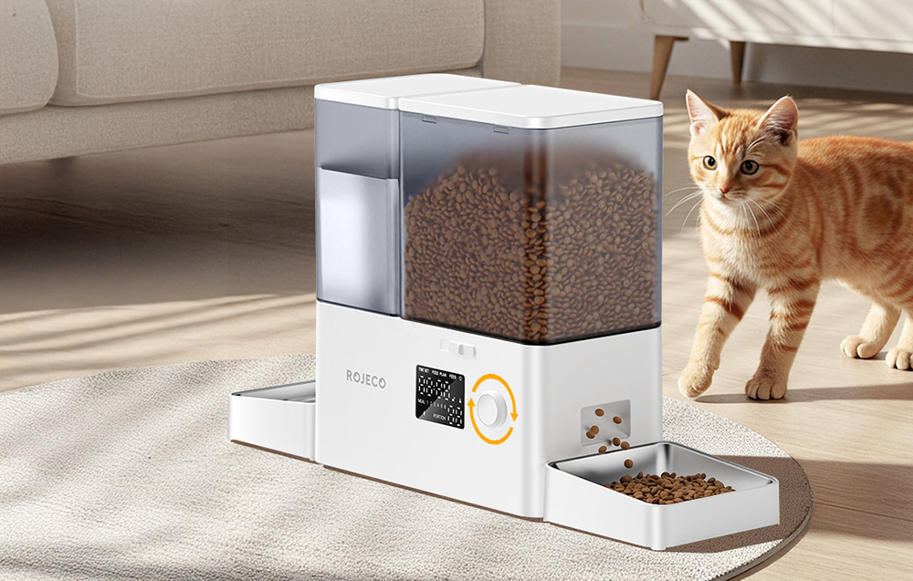 Rojeco 2 in 1 kisállat vízkút 3.5L és etető 5L gombos szökőkút (fehér) 2