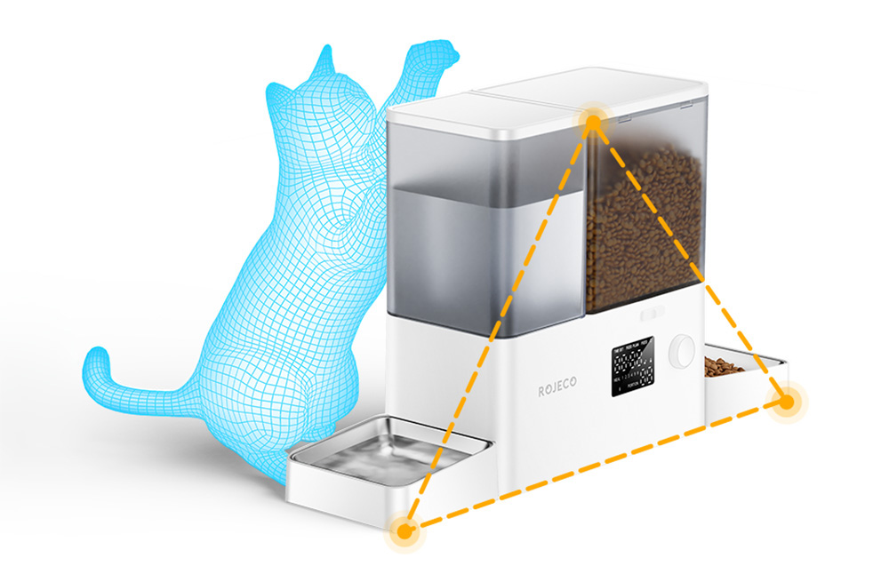Rojeco 2 in 1 kisállat vízkút 3.5L és etető 5L gombos szökőkút (fehér) 3