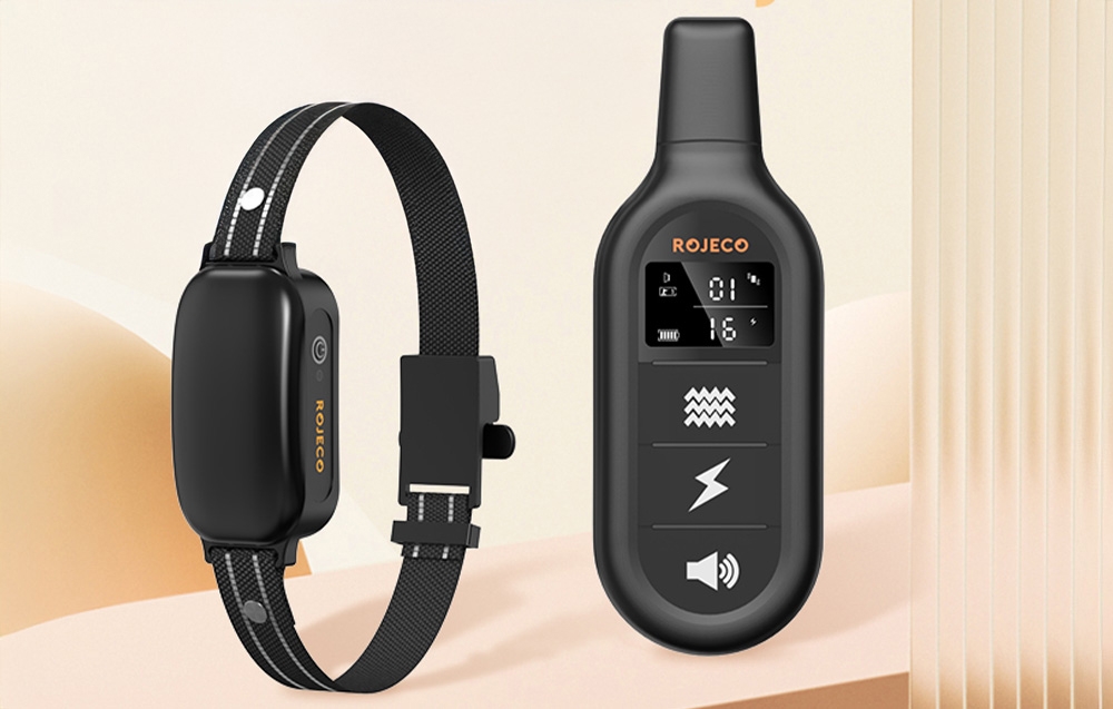 RojecoPD521 1000m kutyakiképző nyakörv 2 nyakörvvel (fekete) 4