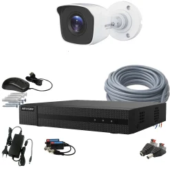 1 kamerás HIKVISION kamerarendszer 5MP, kültéri, nagylátószögű kamera, 2,8mm objektív, 20m IR, HiWatch BP150-MH