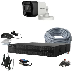 1 kamerás HIKVISION kamerarendszer 8MP, 4K, kültéri, nagylátószögű kamera, 2,8mm objektív, 30m IR, 16U1T-MH