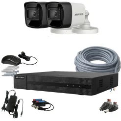 2 kamerás HIKVISION kamerarendszer 8MP, 4K, kültéri, nagylátószögű kamera, 2,8mm objektív, 30m IR, 16U1T-MH