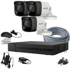 3 kamerás HIKVISION kamerarendszer 8MP, 4K, kültéri, nagylátószögű kamera, 2,8mm objektív, 30m IR, 16U1T-MH