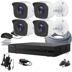 4 kamerás HIKVISION kamerarendszer 5MP lite, kültéri, nagylátószögű kamera, 2,8mm objektív, 20m IR, HiWatch BP150 HiLook 204Q